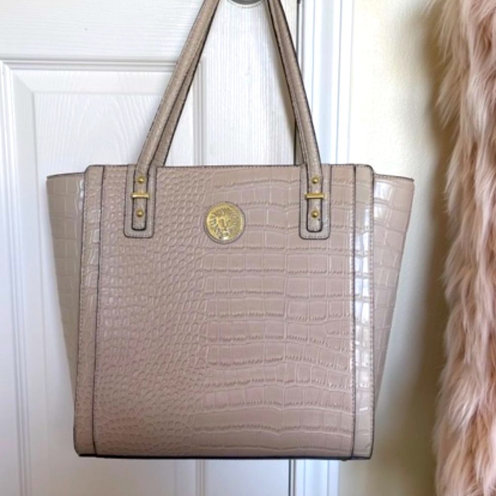 Anne Klein Large Croc Embossed Tote in Blush